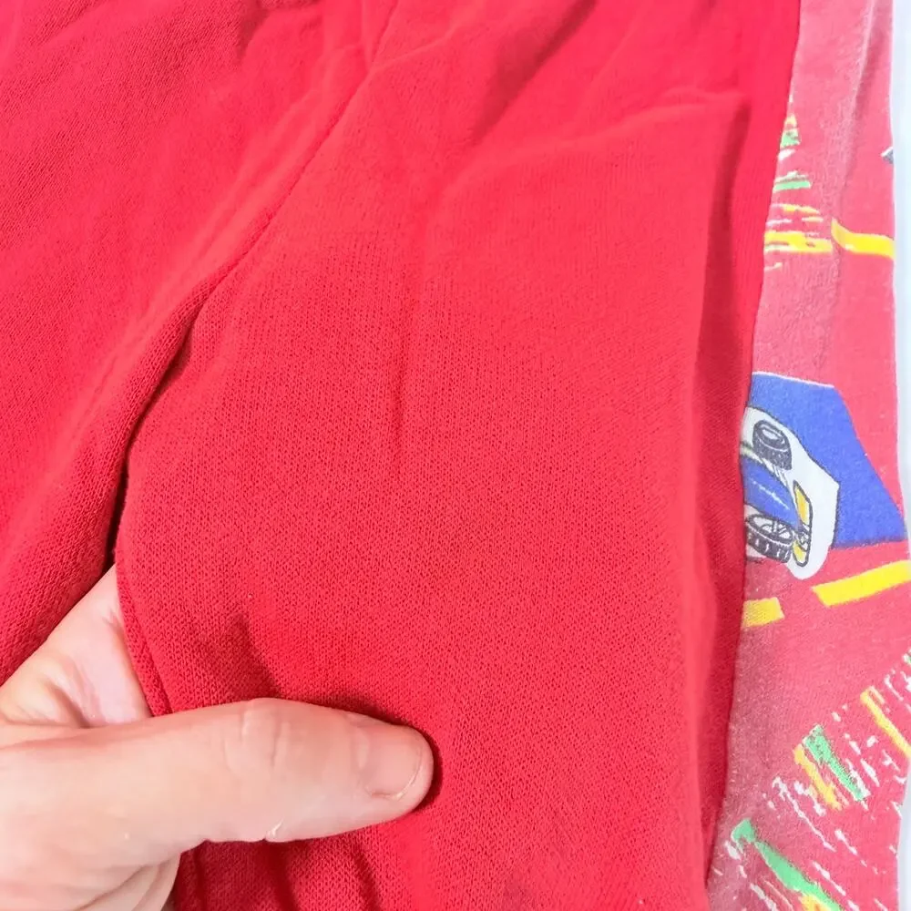 Vintage 90s Red Race Car Print Sweatpants Sz 4